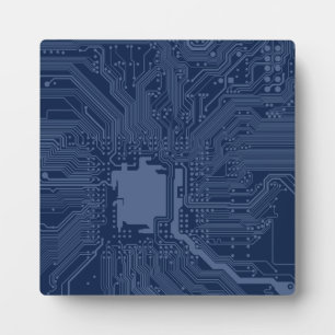 Plaque Photo Motif de circuit Geek bleu