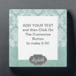 Plaque Photo Motif de Damas Vintage bleu glace avec finition gr<br><div class="desc">Un motif vintage avec tableau de bord et dentelle. Regardez de près les fleurs et les feuilles.Un design tendance avec les couleurs de bijoux et l'élégance. Les éléments sont plus faciles à customiser lorsque vous remplacez tout le texte et les photos en premier. Si votre art doit encore être ajusté,...</div>