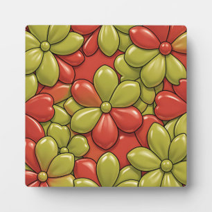 Plaque Photo Motif de fleur rouge vert gras pétale de coeur bri