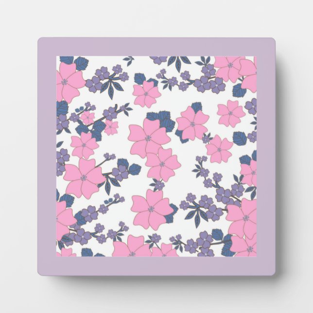Plaque Photo Motif DE FLEURS ROSE ET PURPLE (Devant)