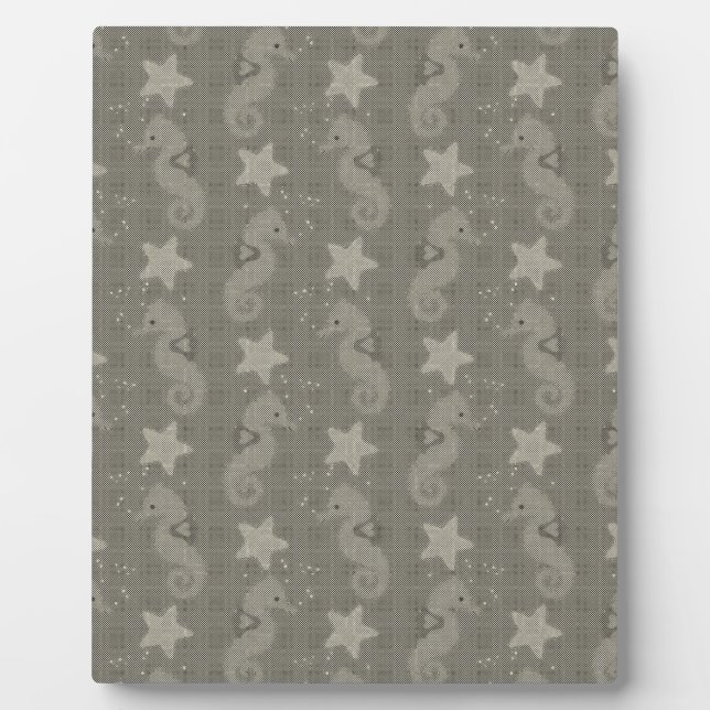 Plaque Photo Motif de hippocampe antique et d'étoile de mer (Devant)