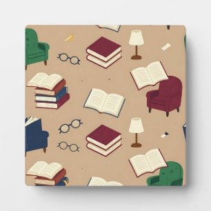 Plaque Photo Motif de livres de coin de lecture cosy