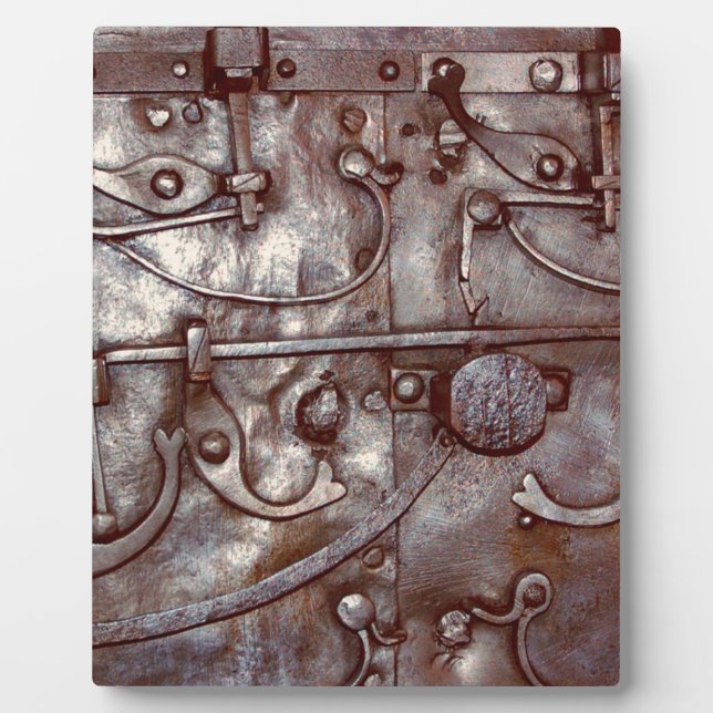 Plaque Photo Motif de porte en acier Steampunk, Métal, Rivets,  (Devant)