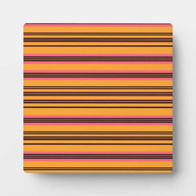 Plaque Photo Motif de rayure horizontale rose orange gras (Devant)