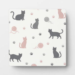 Plaque Photo Motif de silhouette de chat et de fil fantaisiste