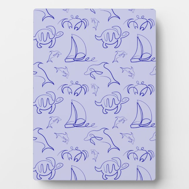 Plaque Photo Motif d'une ligne d'animal marin et voilier (Devant)