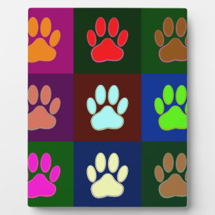 Plaque Photo Motif Empreinte de patte de chien multicolore