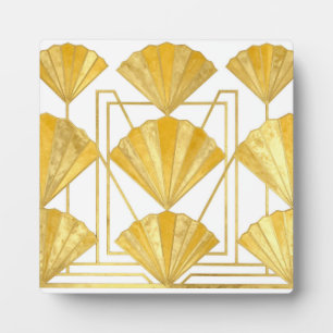Plaque Photo Motif éventail Art déco doré