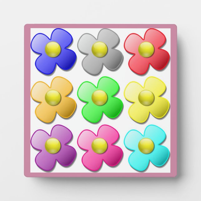 PLAQUE PHOTO MOTIF FLEURS COLORÉ (Devant)