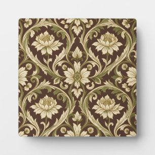 Plaque Photo Motif floral Art Nouveau crème vert défilé