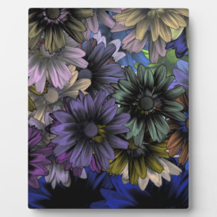 Plaque Photo Motif floral bleu et orange