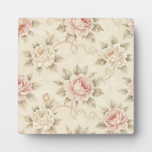 Plaque Photo Motif floral damassé rose rose vintage