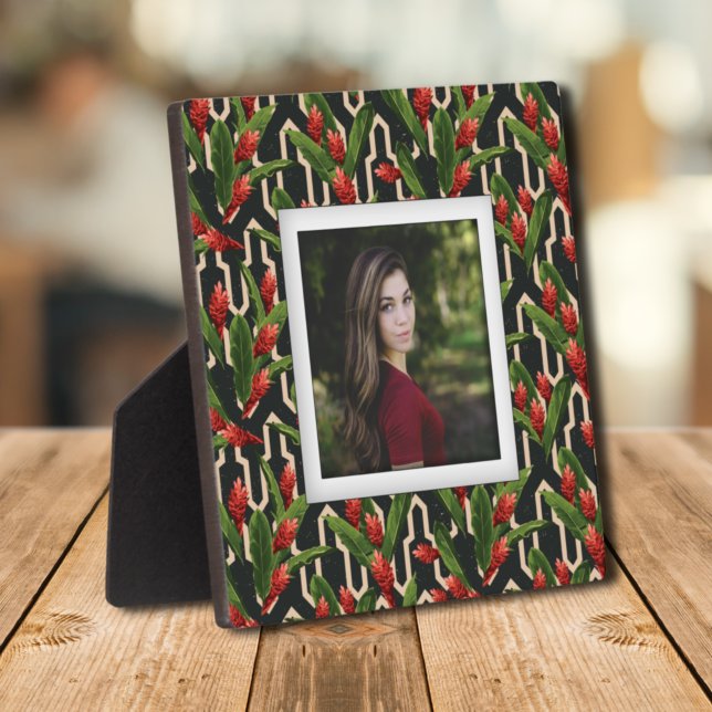 Plaque Photo Motif floral Tropical sans cadre Easel Retour (Tropical Floral Pattern Frameless Photo Easel Back Plaque)