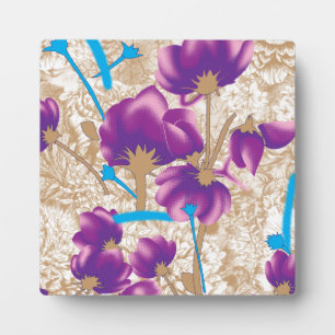 Plaque Photo Motif floral vif avec violet et bleu f