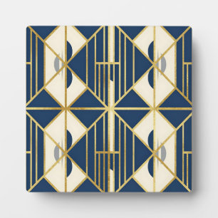 Plaque Photo Motif géométrique Art Déco Navy et Or
