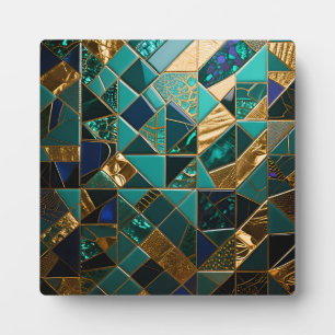 Plaque Photo Motif géométrique mosaïque doré sarcelle de luxe
