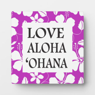 PLAQUE PHOTO MOTIF HULAÏEN HAWAIEN (HIBISCUS) FRAMBOISE - OHANA