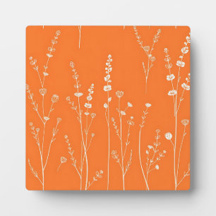 Plaque Photo Motif minimaliste de fleur sauvage orange brûlé