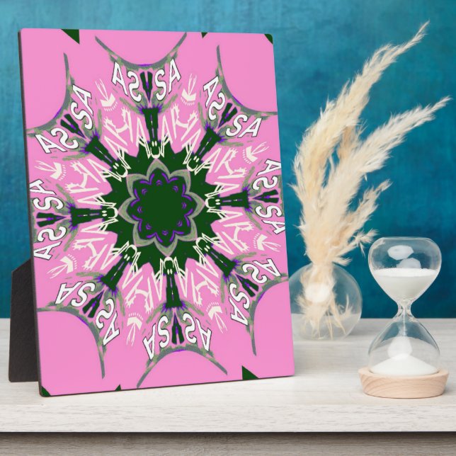 Plaque Photo Motif Motif Monogramme noir et rose joli (Côté)