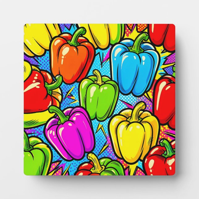 Plaque Photo Motif poivrons Pop Art (Devant)