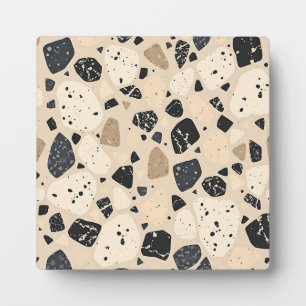 Plaque Photo Motif terrazzo noir beige Abstrait Neutre