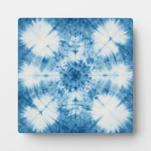Plaque Photo Motif Tie Dye Shibori Bleu Indigo