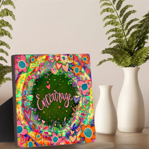 Plaque Photo Motivationnel Coeurs Floraux Encourager l'Inspiriv