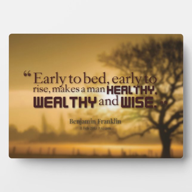 Plaque Photo Mots Motivationnels - Citation Benjamin Franklin (Devant)