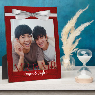 Plaque Photo Mr & Mr Gay Mariage Red Damask Photo