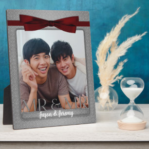Plaque Photo Mr & Mr Gay Mariage Silver and Red Photo
