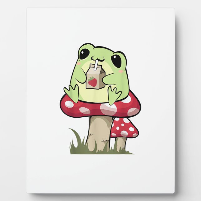 Plaque Photo Mushroom Frog Goblincore Mycology Creative Style (Devant)