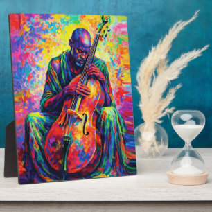 Plaque Photo Musicien Violoncelliste Abstrait Vibrant Couleurs