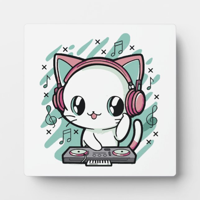 Plaque Photo musique de chat (Devant)