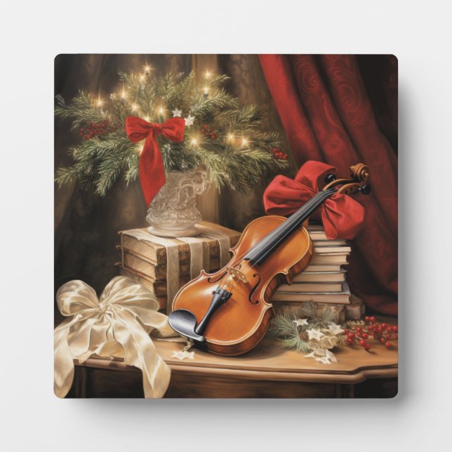 Plaque Photo Musique de violon de Noël (Devant)