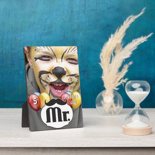 Plaque Photo Mustache Lil Man's Retro Birthday (Côté)