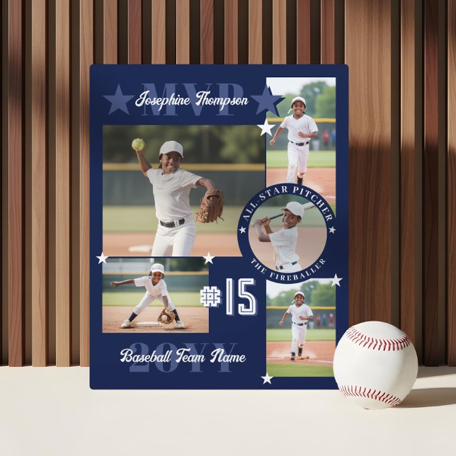 Plaque Photo MVP End of Season Baseball Player Photo Collage (MVP End of Season Baseball Player Photo Collage Plaque)