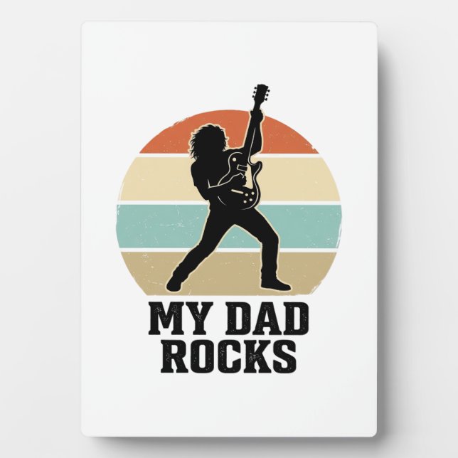 Plaque Photo My Dad Rocks Vintage Guitar Sunset Shirt Design_1 (Devant)