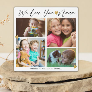 Plaque Photo Nana We Love You   Collage photo Grandkids Gold 4