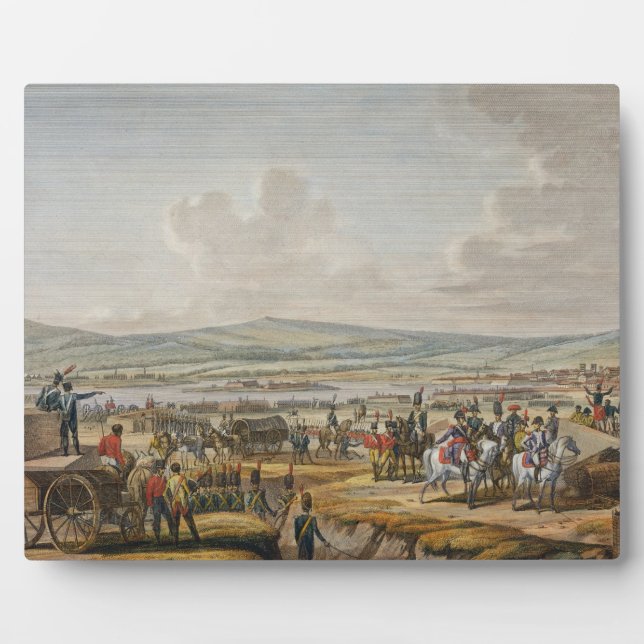 Plaque Photo Napoléon visite les oeuvres de siège à Danzig sous (Devant)