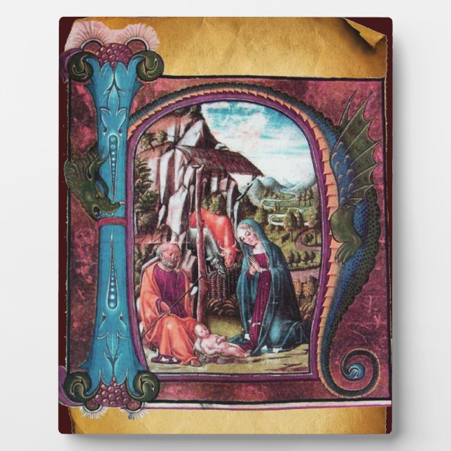 PLAQUE PHOTO NATIVITY MONOGRAM CHRISTMAS PARCHMENT (Devant)