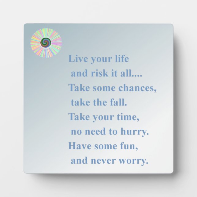 Plaque Photo Ne vous inquiétez jamais (Devant)