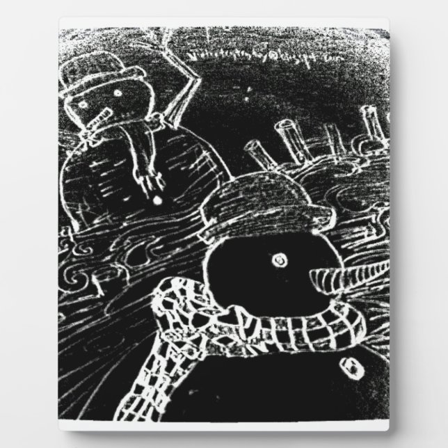 Plaque Photo Neige et Yaie en noir Noël (Devant)