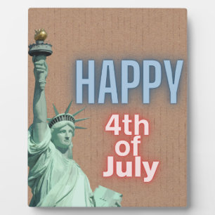 Plaque Photo Neon 4 juillet Liberty Statue Tabletop