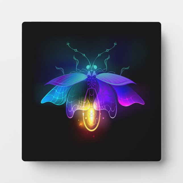 Plaque Photo Neon Firefly sur noir (Devant)