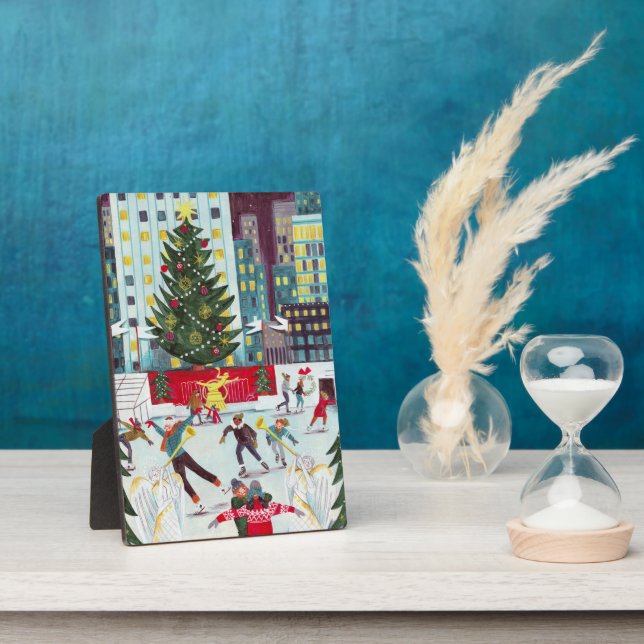 Plaque Photo New York Rockefeller Center Christmas patinage Pos (Côté)