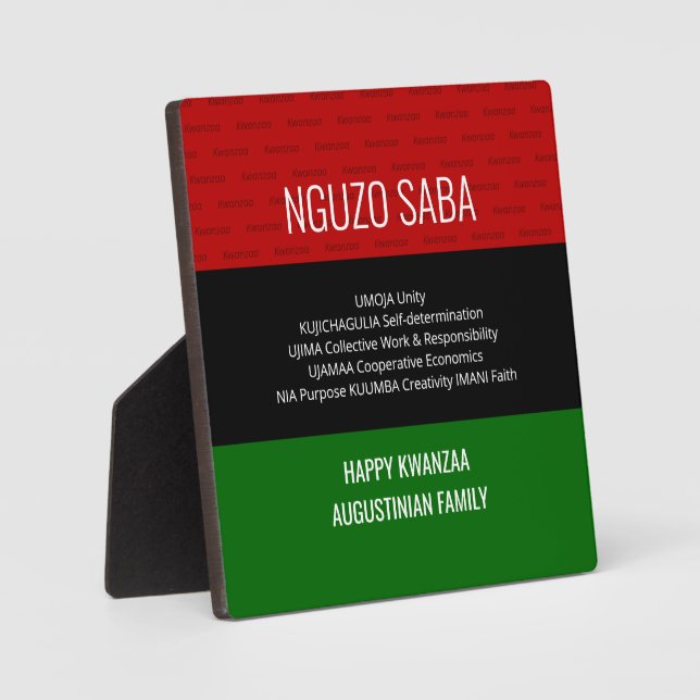 Plaque Photo NGUZO SABA 7 Principes Happy Kwanzaa (Recto)