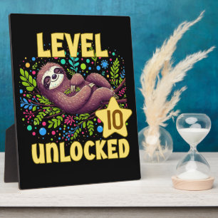Plaque Photo Niveau de Sloth Déverrouillé Anniversaire Gamer De