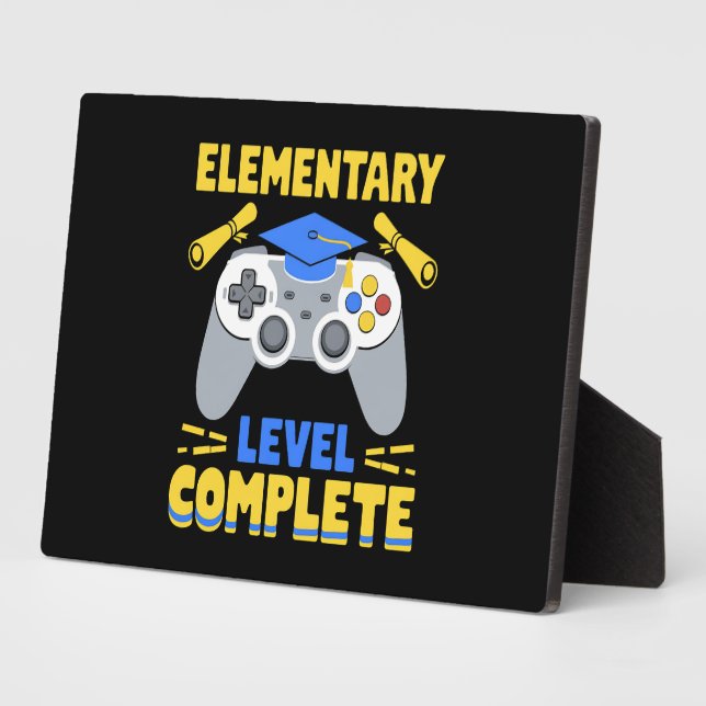 Plaque Photo Niveau élémentaire Complet Jeu Gamer Graduation (Côté)