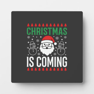 Plaque Photo Noël arrive Père Noël Bonhomme de neige