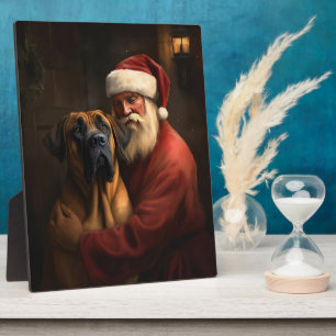 Plaque Photo Noël festif Rhodesian Ridgeback Santa Claus